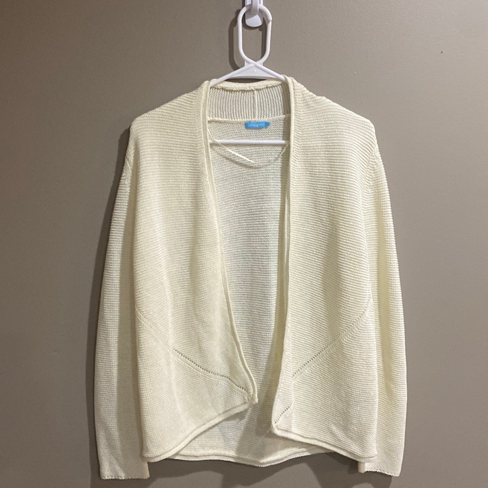 J. McLaughlin Cream Open Front Cardigan